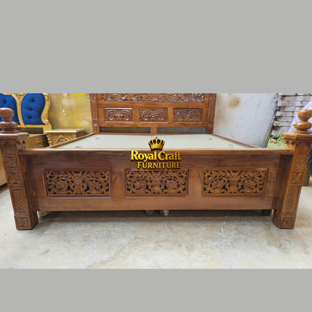 Royal Craft Furniture Heritage Handcrafted Carved Wooden Bed - Image 4